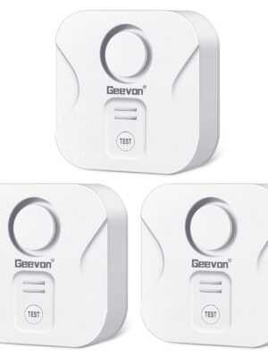 Geevon 3 Pack Water Leak Detectors for Home, 100dB Loud Water Sensor Alarm Leak Detectors with Drip Alert for Kitchen, Basements, Laundry Rooms, IP56 Waterproof(Battery Included)