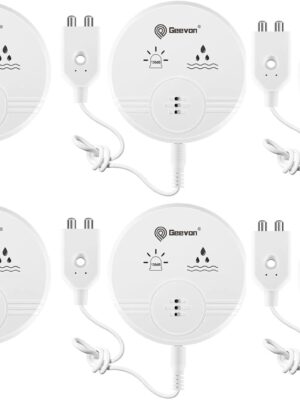 Geevon 6 Pack Water Leak Detectors for Home, 135dB Water Leak Sensor Flood Detection Water Alarms for Basements, Bathrooms, Kitchens, Garages, and Attics, Battery-Operated (Battery Included)