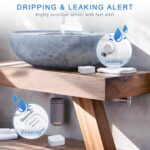 Geevon 2 Pack Water Leak Detectors for Home, 100dB Loud Water Sensor Alarm Leak Detectors with Drip Alert for Kitchen, Basements, Laundry Rooms, IP56 Waterproof(Battery Included)