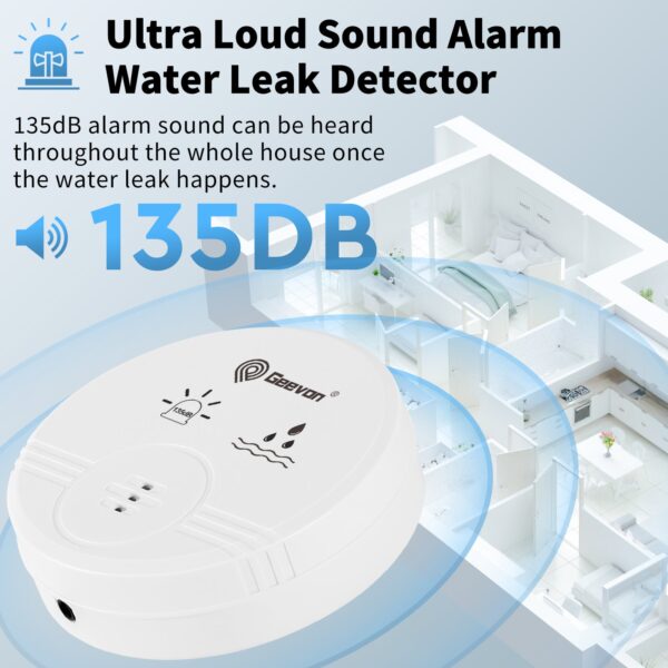 Geevon 6 Pack Water Leak Detectors for Home, 135dB Water Leak Sensor Flood Detection Water Alarms for Basements, Bathrooms, Kitchens, Garages, and Attics, Battery-Operated (Battery Included)