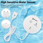 Geevon 6 Pack Water Leak Detectors for Home, 135dB Water Leak Sensor Flood Detection Water Alarms for Basements, Bathrooms, Kitchens, Garages, and Attics, Battery-Operated (Battery Included)
