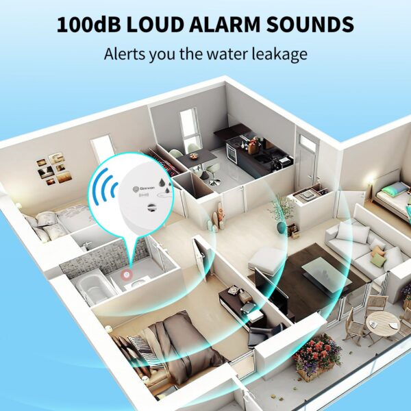 Geevon 10 Pack Water Leak Detectors for Home, 100dB Water Sensor Alarm Leak Detector for Basements, Bathrooms, Kitchens, Garages, Battery-Operated (Battery Included)