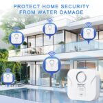 Geevon 2 Pack Water Leak Detectors for Home, 100dB Loud Water Sensor Alarm Leak Detectors with Drip Alert for Kitchen, Basements, Laundry Rooms, IP56 Waterproof(Battery Included)